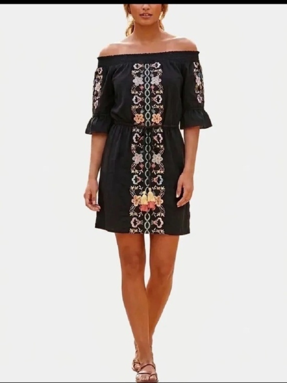 NWT Blue Island embroidered Dress Sz M Boho Hippie Coachella Cottagecore